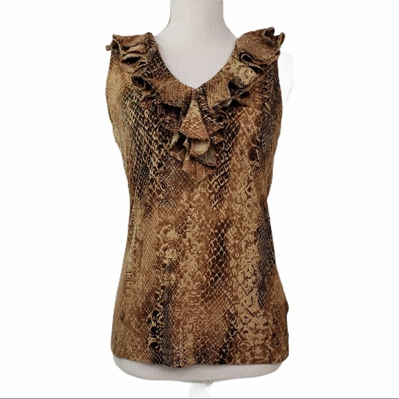 Lauren Ralph Lauren Tops - Lauren Ralph Lauren Ruffle Animal Print Top
